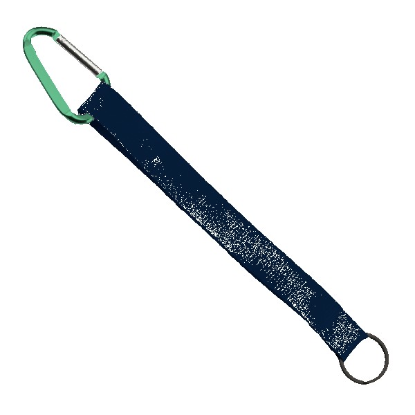 3/4" Sewn Polyester Keychain with Metal Split-Ring and Carabiner 1