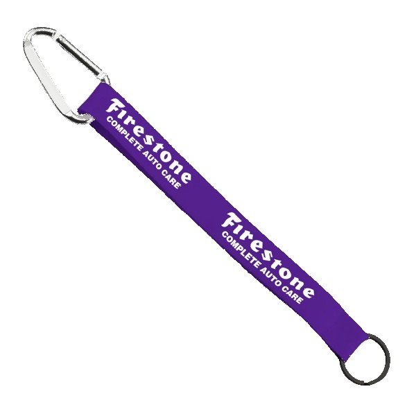 3/4" Sewn Polyester Keychain with Metal Split-Ring and Carabiner 1