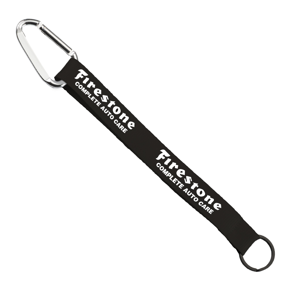 3/4" Sewn Polyester Keychain with Metal Split-Ring and Carabiner 1