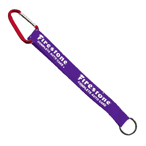3/4" Sewn Polyester Keychain with Metal Split-Ring and Carabiner 1