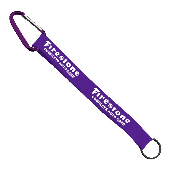 3/4" Sewn Polyester Keychain with Metal Split-Ring and Carabiner 1
