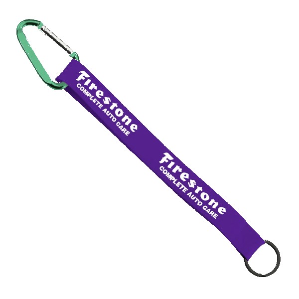 3/4" Sewn Polyester Keychain with Metal Split-Ring and Carabiner 1