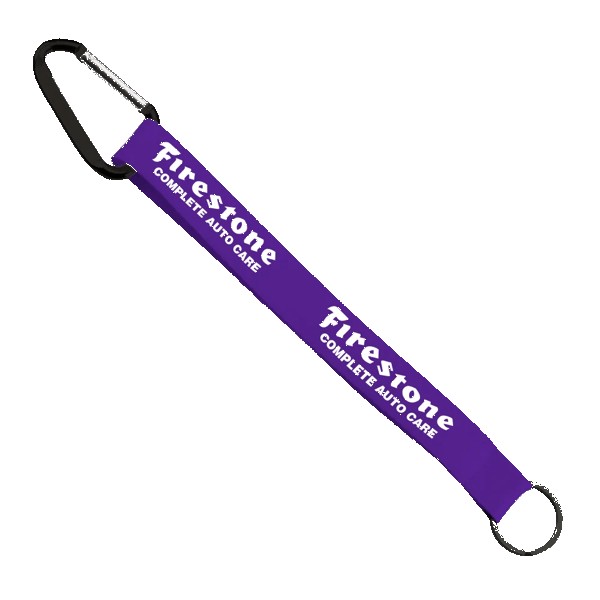 3/4" Sewn Polyester Keychain with Metal Split-Ring and Carabiner 1