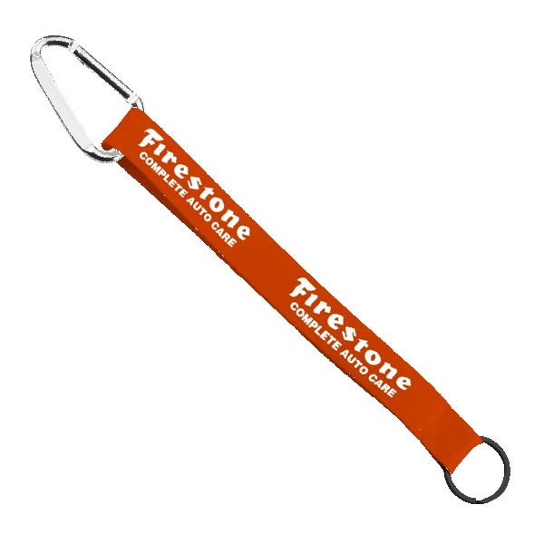 3/4" Sewn Polyester Keychain with Metal Split-Ring and Carabiner 1