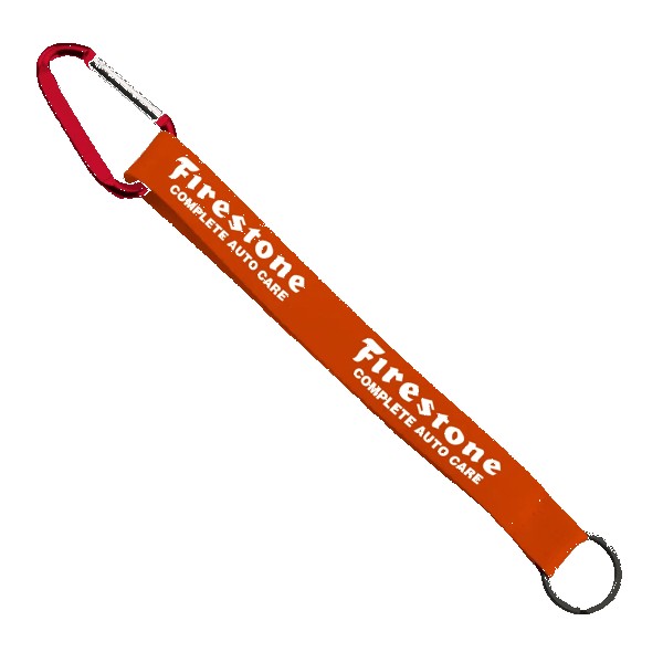 3/4" Sewn Polyester Keychain with Metal Split-Ring and Carabiner 1