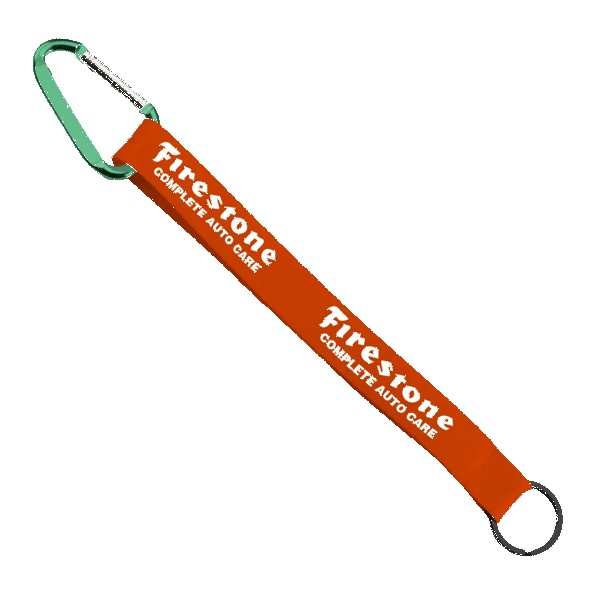 3/4" Sewn Polyester Keychain with Metal Split-Ring and Carabiner 1