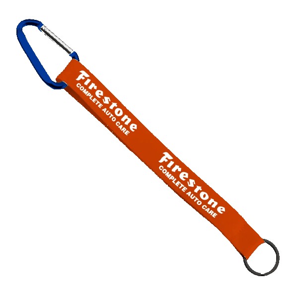 3/4" Sewn Polyester Keychain with Metal Split-Ring and Carabiner 1
