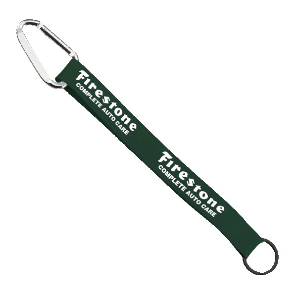 3/4" Sewn Polyester Keychain with Metal Split-Ring and Carabiner 1