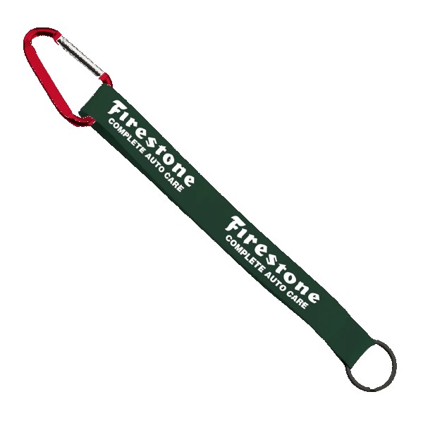 3/4" Sewn Polyester Keychain with Metal Split-Ring and Carabiner 1