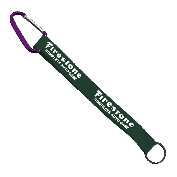3/4" Sewn Polyester Keychain with Metal Split-Ring and Carabiner 1