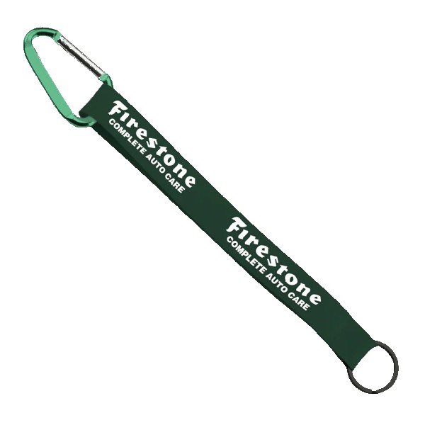 3/4" Sewn Polyester Keychain with Metal Split-Ring and Carabiner 1