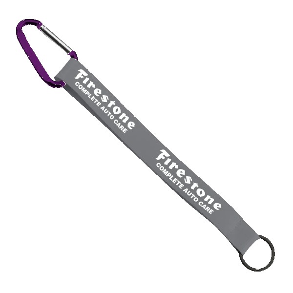 3/4" Sewn Polyester Keychain with Metal Split-Ring and Carabiner 1