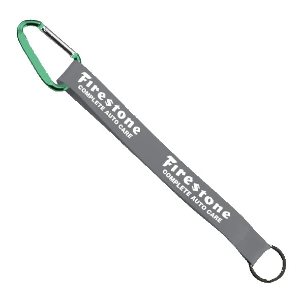3/4" Sewn Polyester Keychain with Metal Split-Ring and Carabiner 1