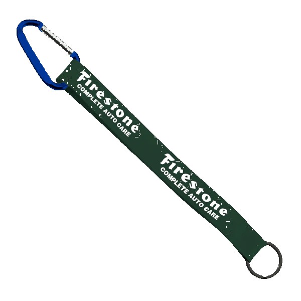 3/4" Sewn Polyester Keychain with Metal Split-Ring and Carabiner 1