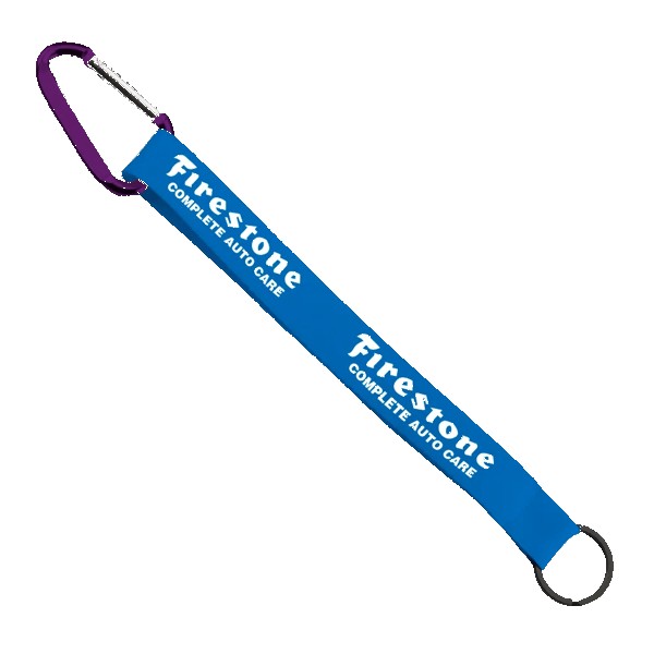 3/4" Sewn Polyester Keychain with Metal Split-Ring and Carabiner 1