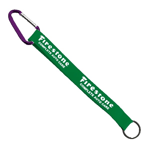 3/4" Sewn Polyester Keychain with Metal Split-Ring and Carabiner 1