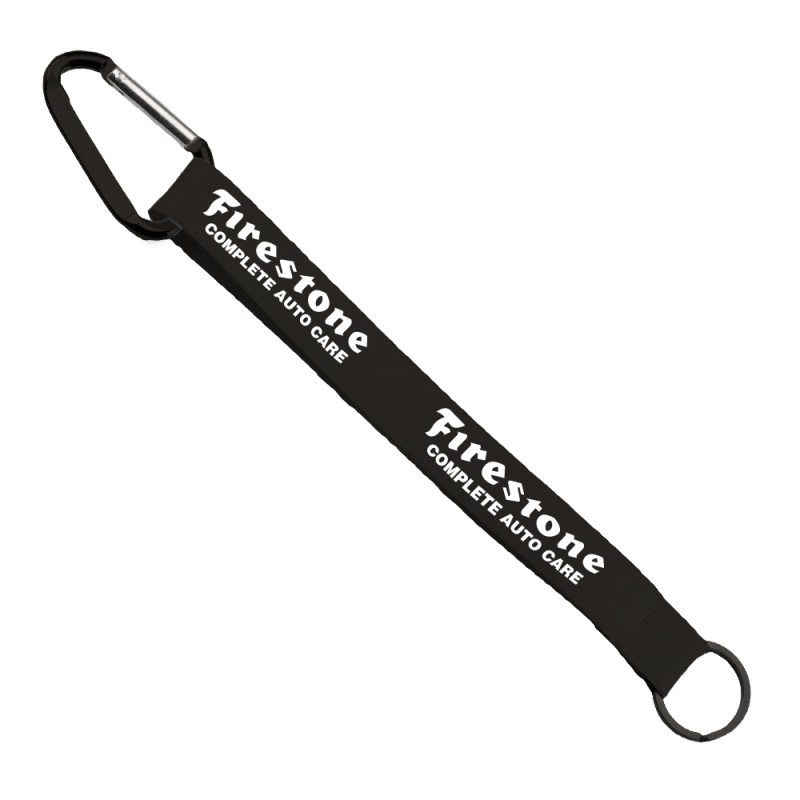 3/4" Sewn Polyester Keychain with Metal Split-Ring and Carabiner 1 3/4" Sewn Polyester Keychain with Metal Split-Ring and Carabiner 1