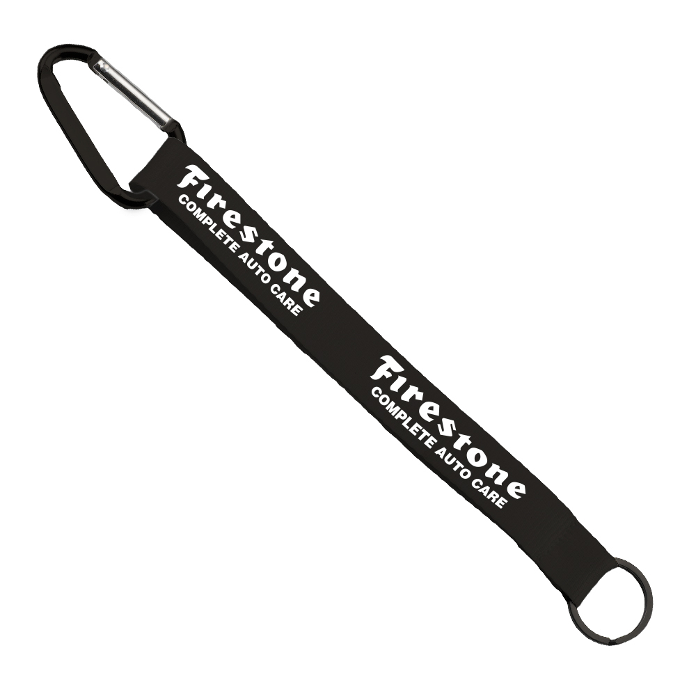 3/4" Sewn Polyester Keychain with Metal Split-Ring and Carabiner 1