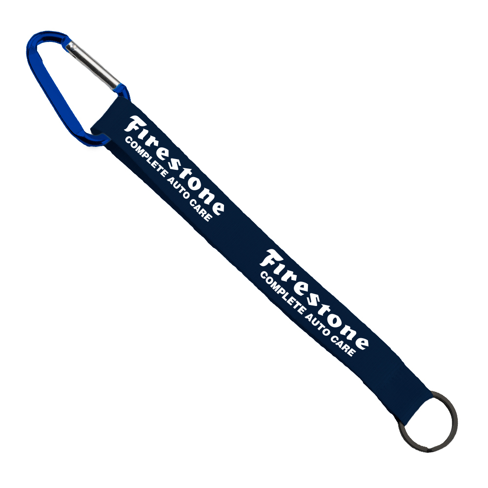 3/4" Sewn Polyester Keychain with Metal Split-Ring and Carabiner 1