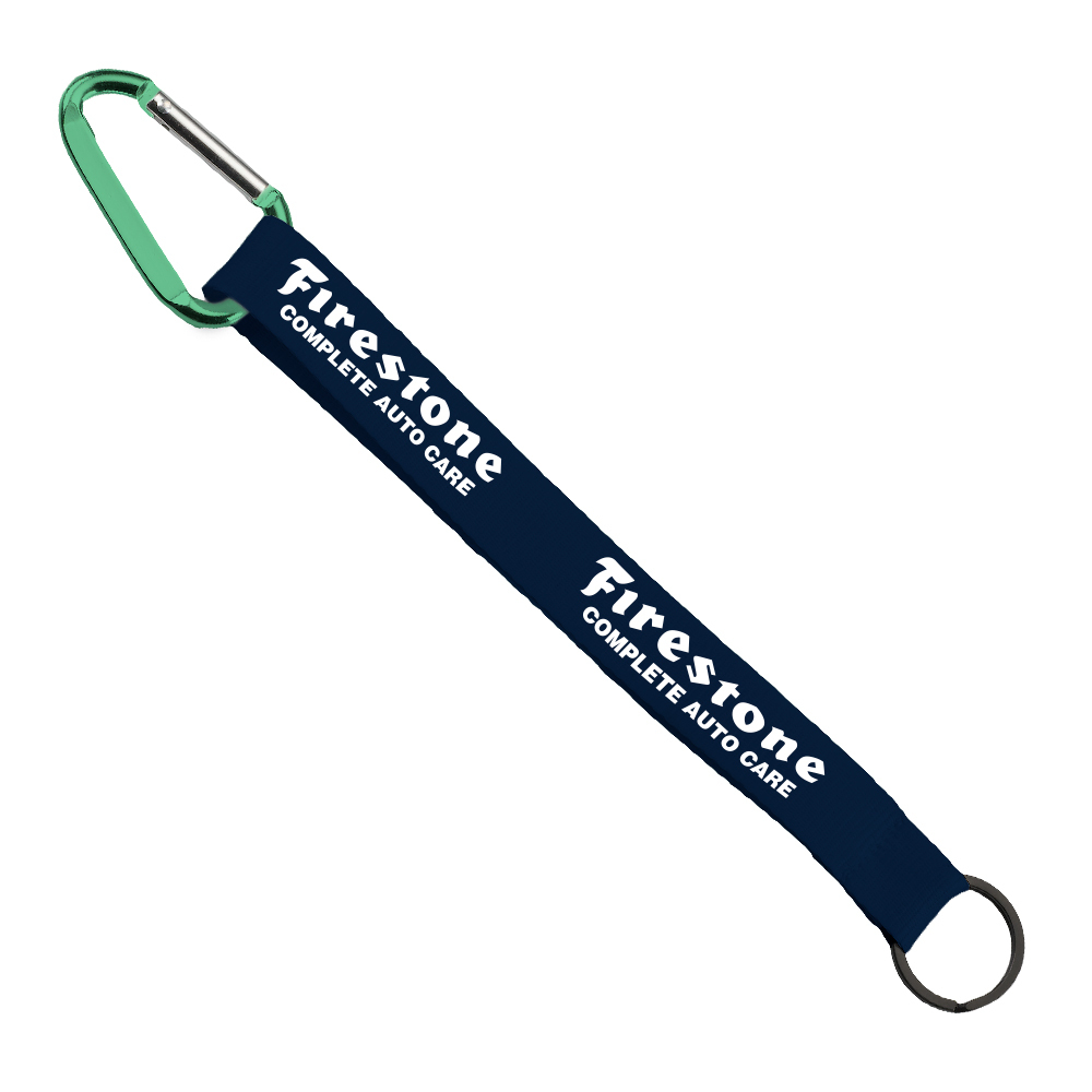 3/4" Sewn Polyester Keychain with Metal Split-Ring and Carabiner 1