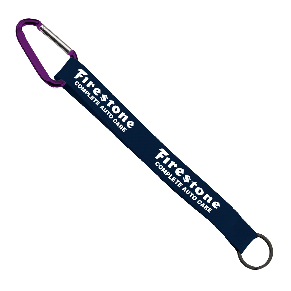 3/4" Sewn Polyester Keychain with Metal Split-Ring and Carabiner 1