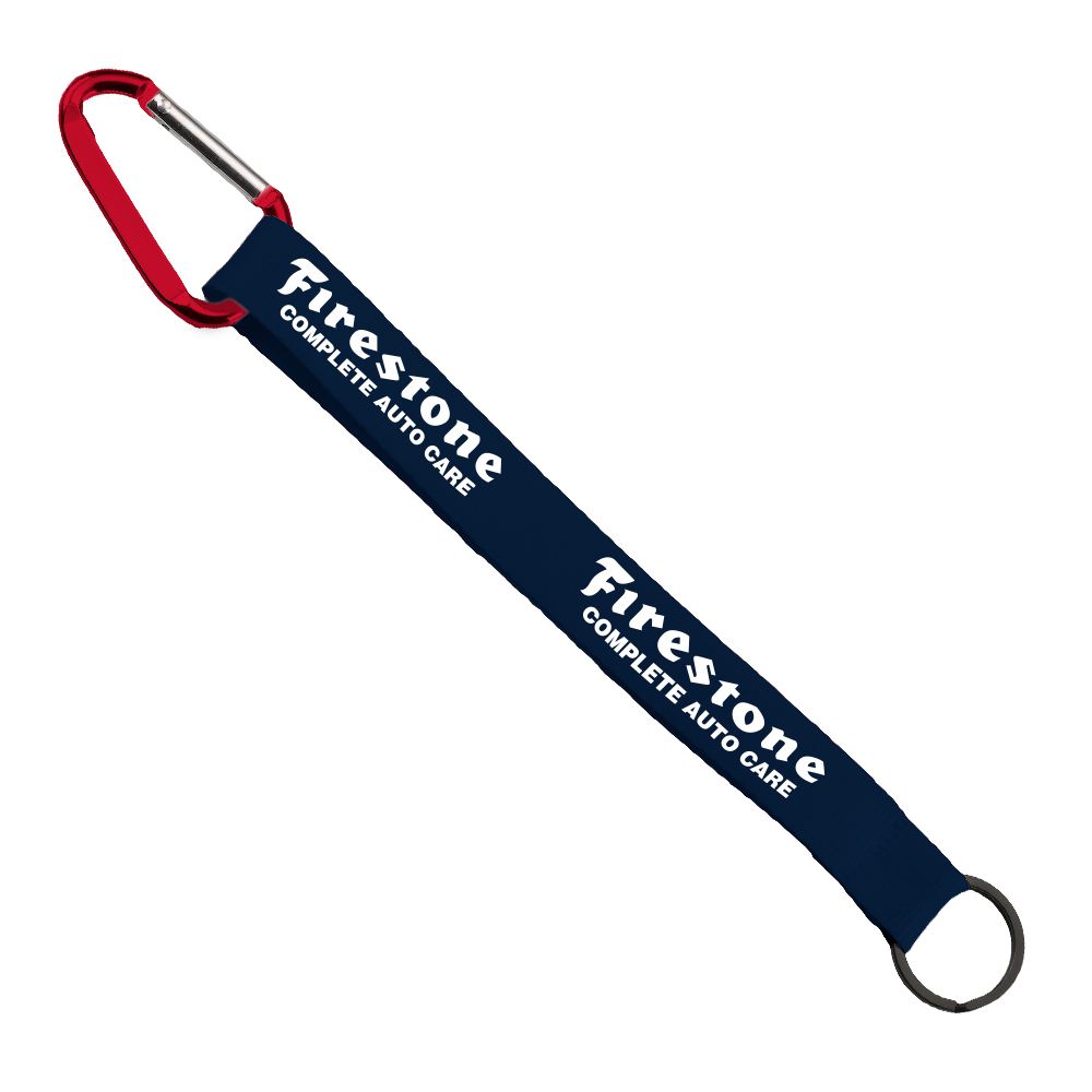 3/4" Sewn Polyester Keychain with Metal Split-Ring and Carabiner 1