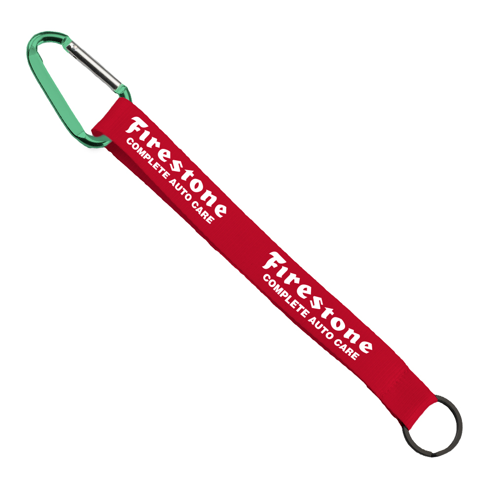 3/4" Sewn Polyester Keychain with Metal Split-Ring and Carabiner 1