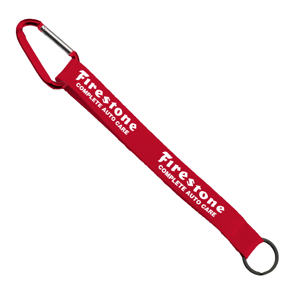 3/4" Sewn Polyester Keychain with Metal Split-Ring and Carabiner 1