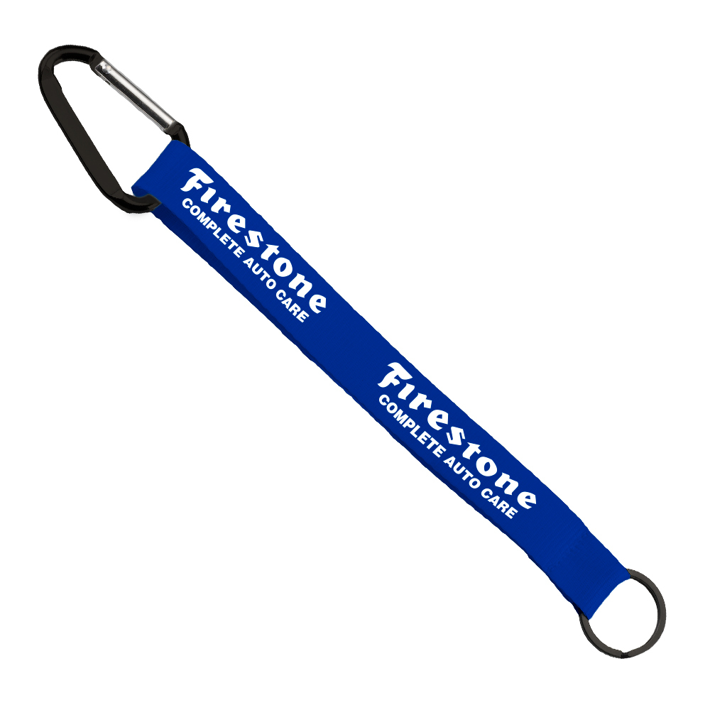 3/4" Sewn Polyester Keychain with Metal Split-Ring and Carabiner 1