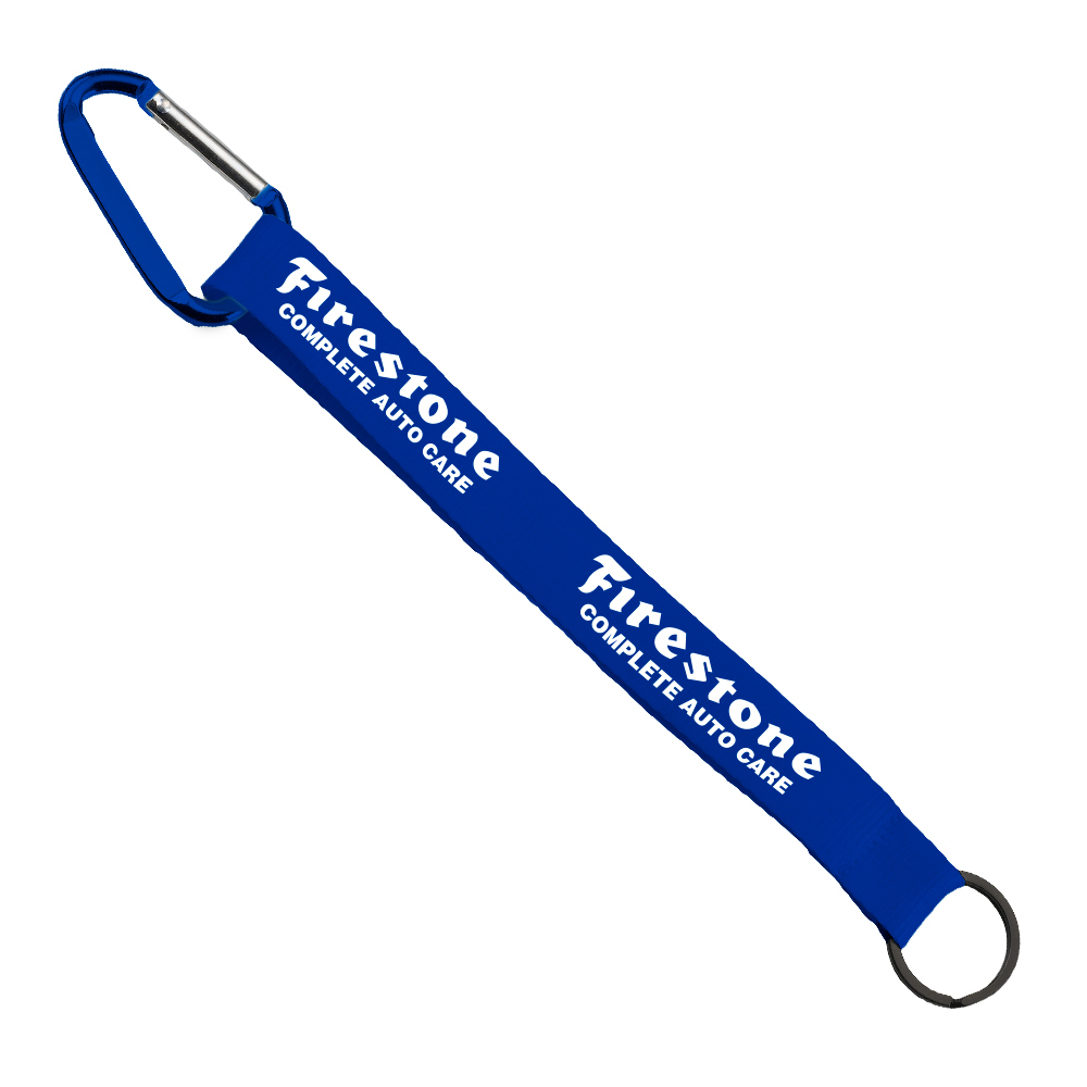 3/4" Sewn Polyester Keychain with Metal Split-Ring and Carabiner 1