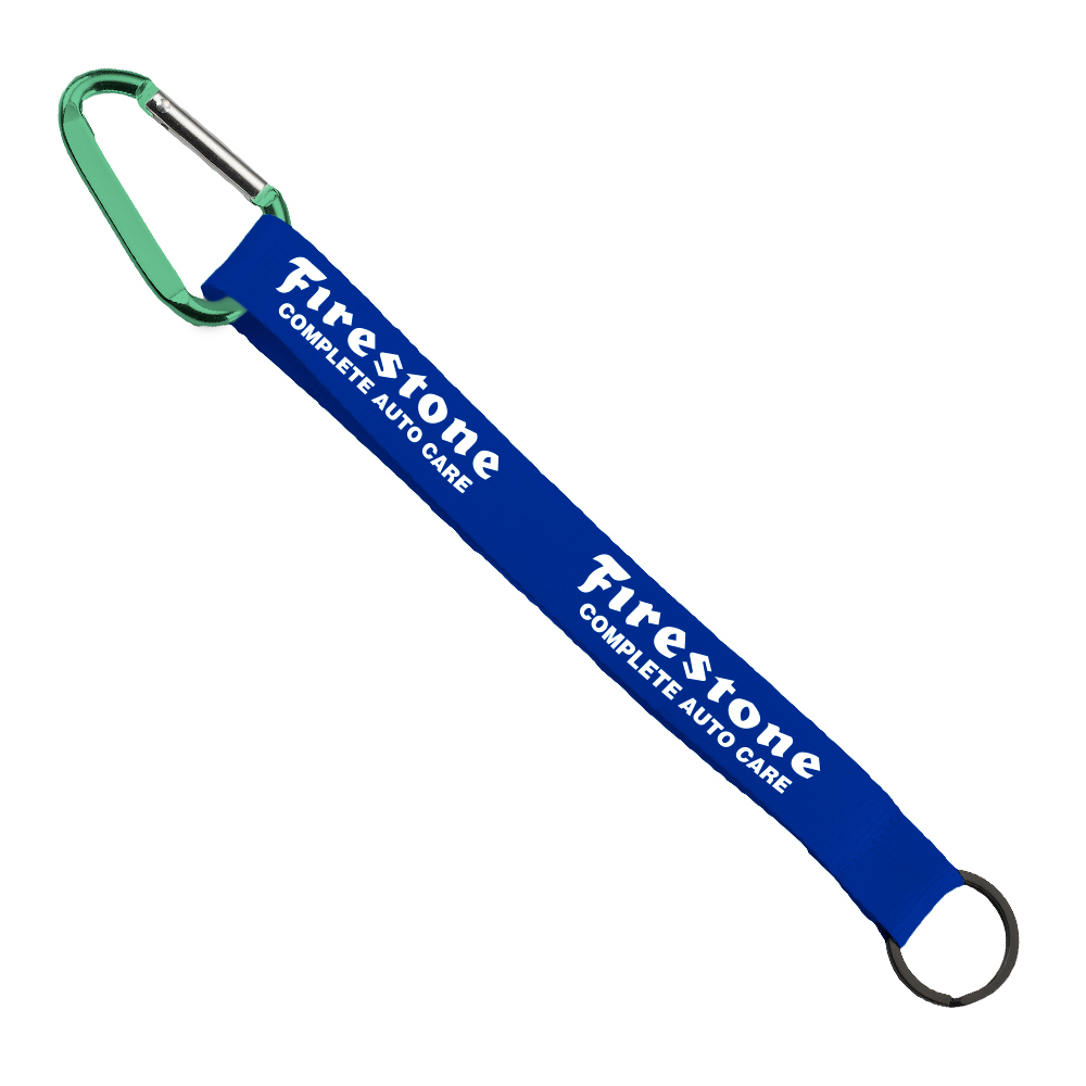 3/4" Sewn Polyester Keychain with Metal Split-Ring and Carabiner 1