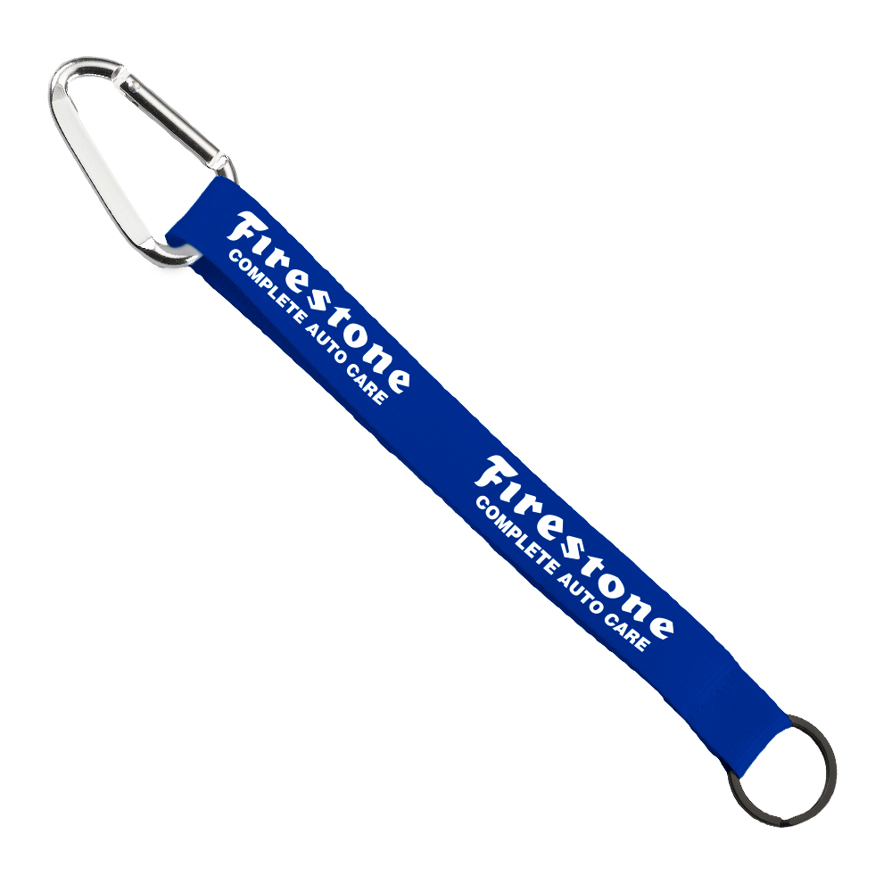 3/4" Sewn Polyester Keychain with Metal Split-Ring and Carabiner 1