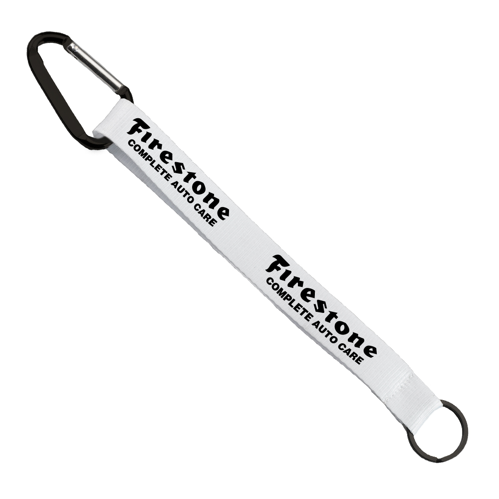 3/4" Sewn Polyester Keychain with Metal Split-Ring and Carabiner 1