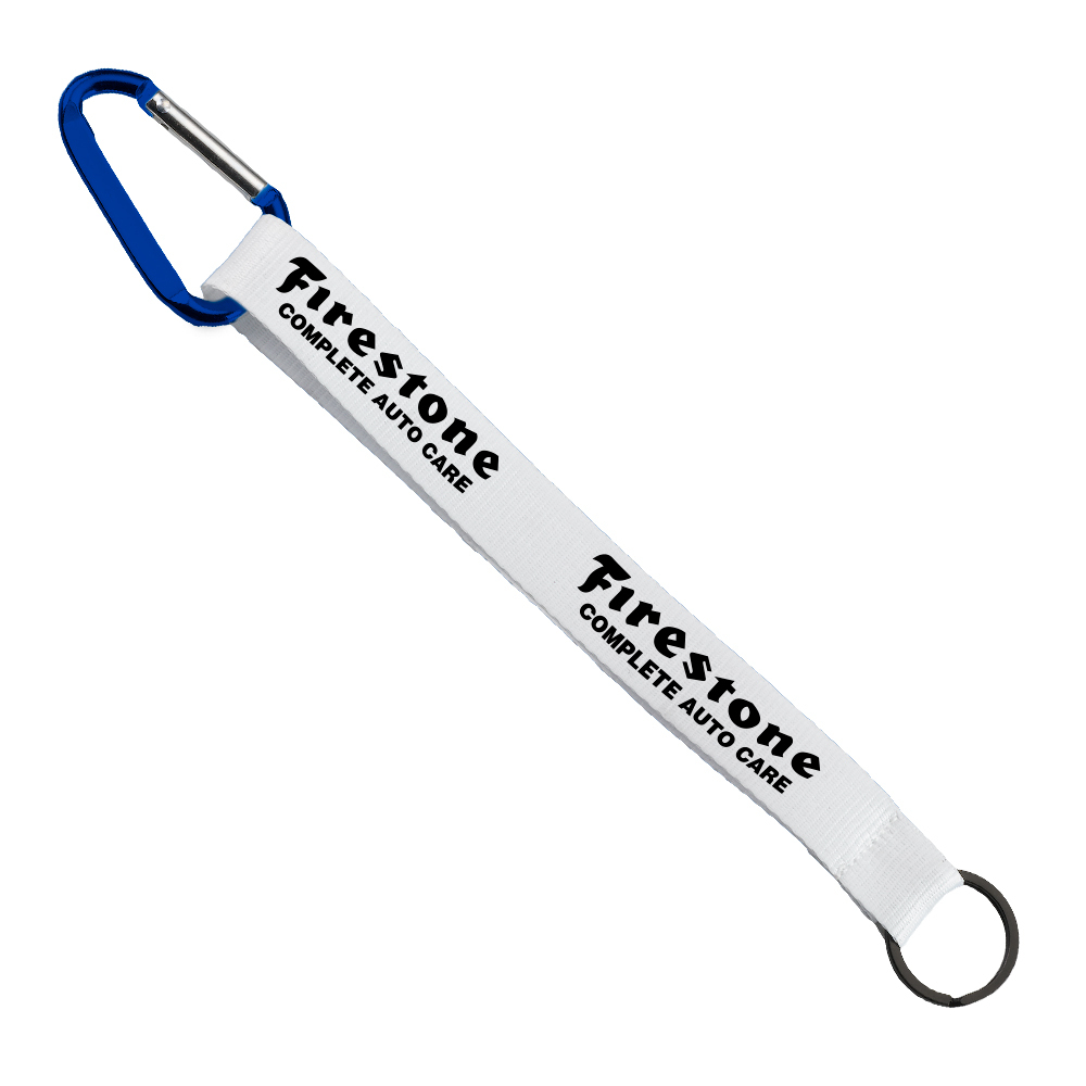 3/4" Sewn Polyester Keychain with Metal Split-Ring and Carabiner 1