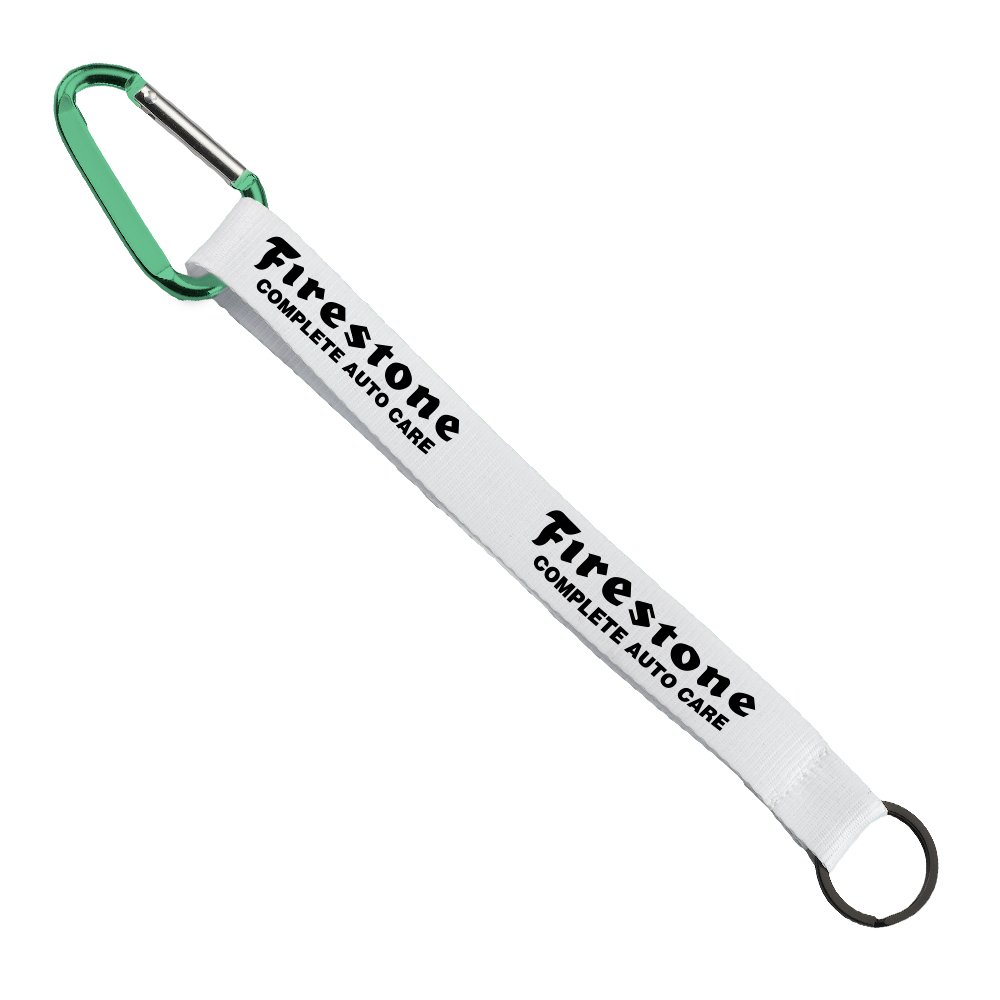 3/4" Sewn Polyester Keychain with Metal Split-Ring and Carabiner 1