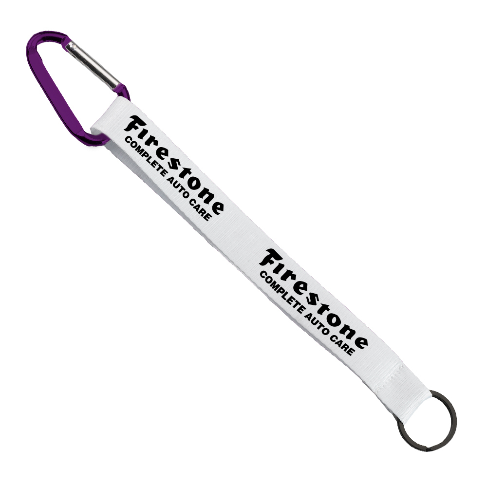 3/4" Sewn Polyester Keychain with Metal Split-Ring and Carabiner 1