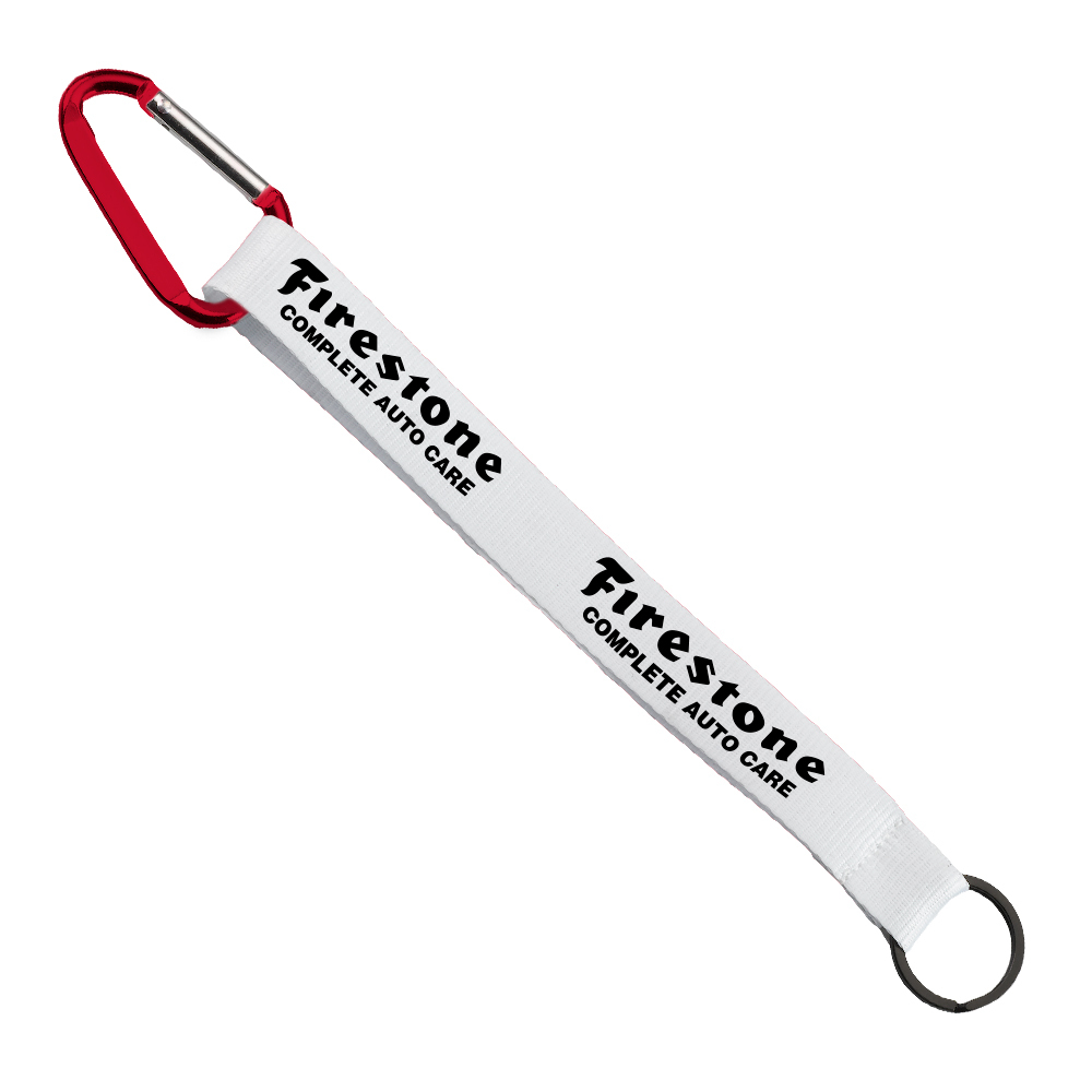 3/4" Sewn Polyester Keychain with Metal Split-Ring and Carabiner 1