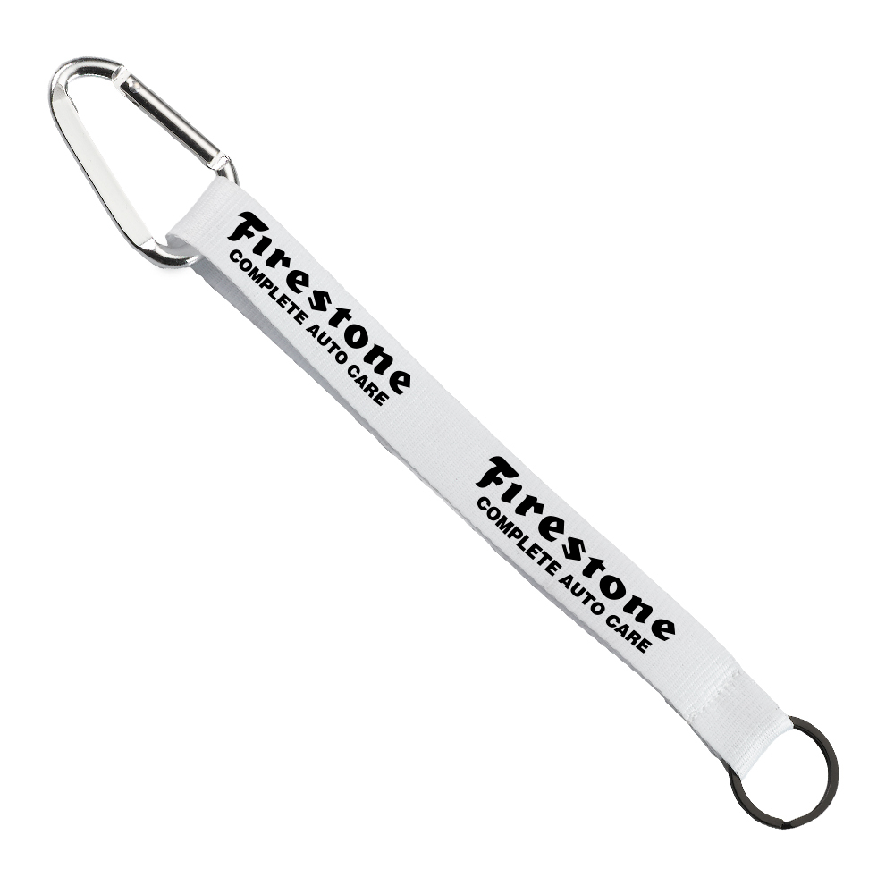 3/4" Sewn Polyester Keychain with Metal Split-Ring and Carabiner 1