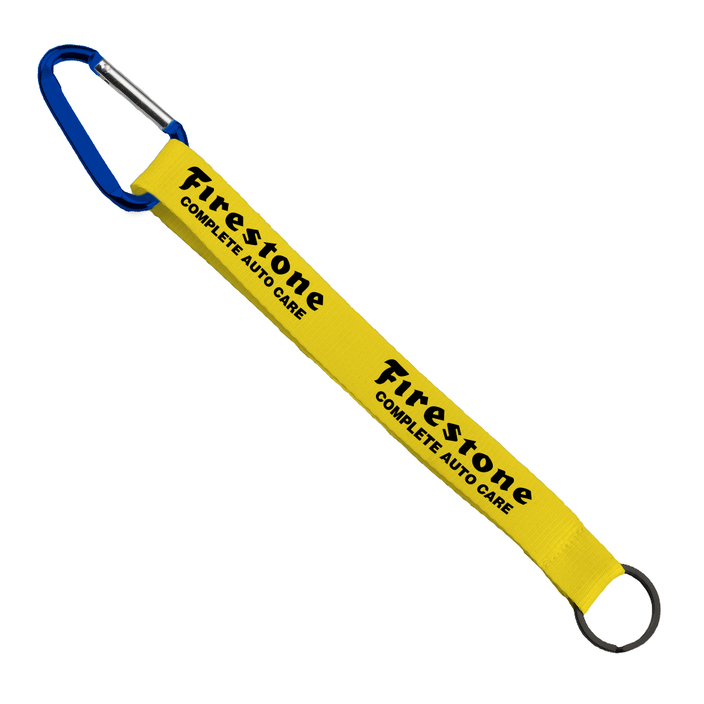 3/4" Sewn Polyester Keychain with Metal Split-Ring and Carabiner 1