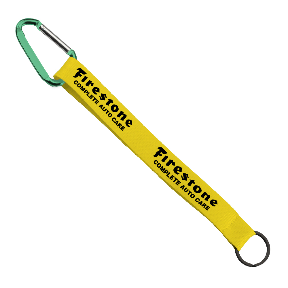 3/4" Sewn Polyester Keychain with Metal Split-Ring and Carabiner 1
