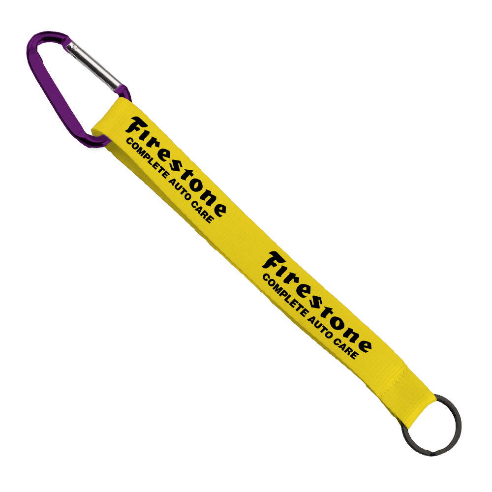 3/4" Sewn Polyester Keychain with Metal Split-Ring and Carabiner 1