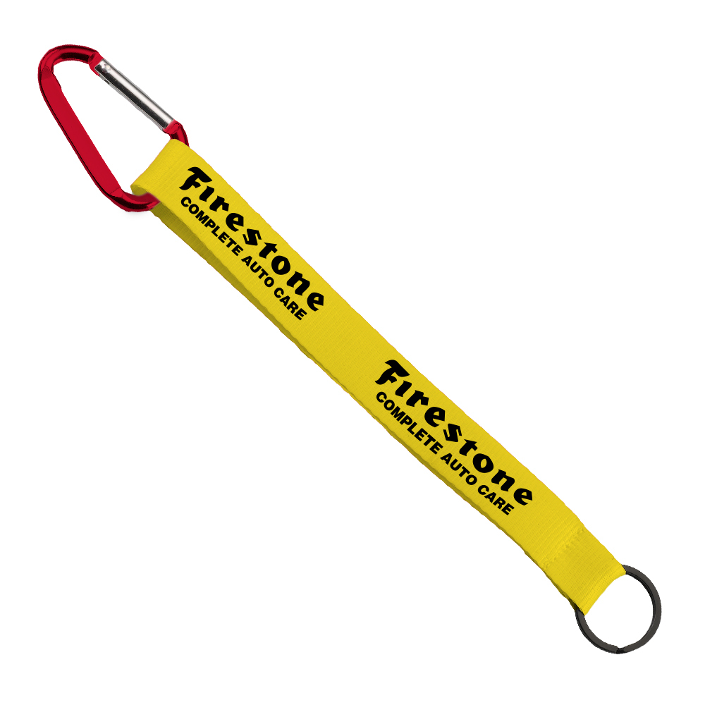3/4" Sewn Polyester Keychain with Metal Split-Ring and Carabiner 1
