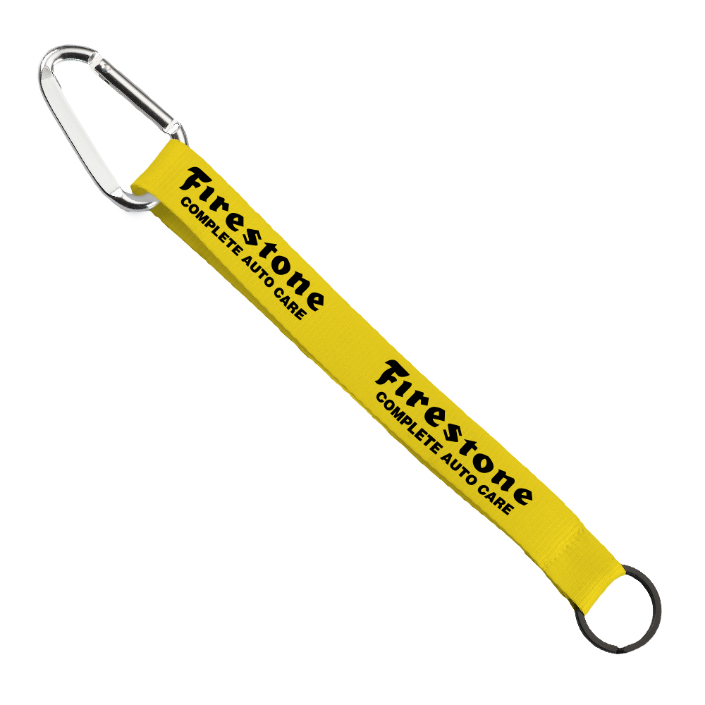 3/4" Sewn Polyester Keychain with Metal Split-Ring and Carabiner 1