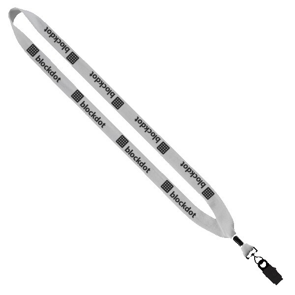 3/4" Cotton Lanyard with Metal Crimp & Bulldog Clip 1