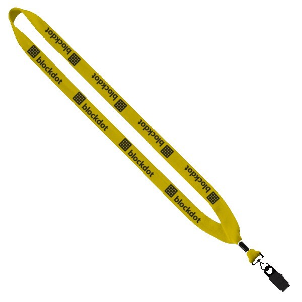 3/4" Cotton Lanyard with Metal Crimp & Bulldog Clip 1