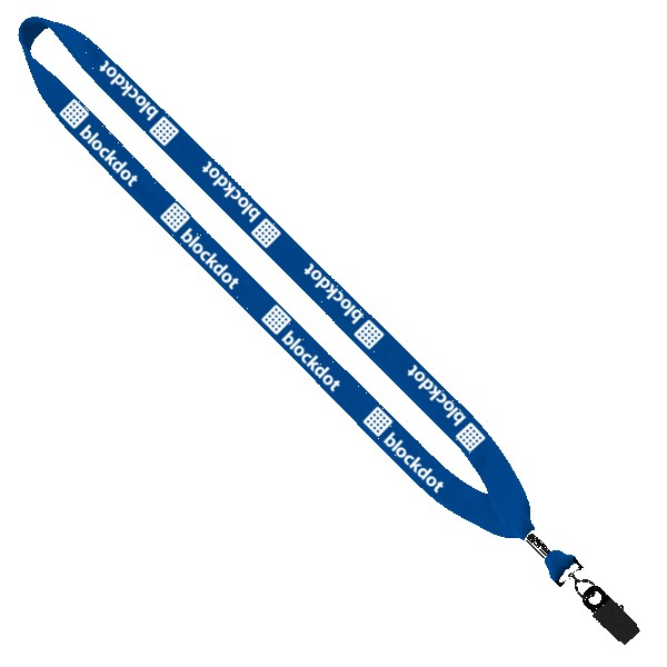 3/4" Cotton Lanyard with Metal Crimp & Bulldog Clip 1