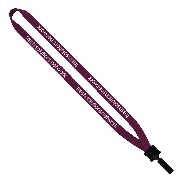 1/2" Smooth Nylon Lanyard with Plastic Clamshell & Bulldog Clip 1