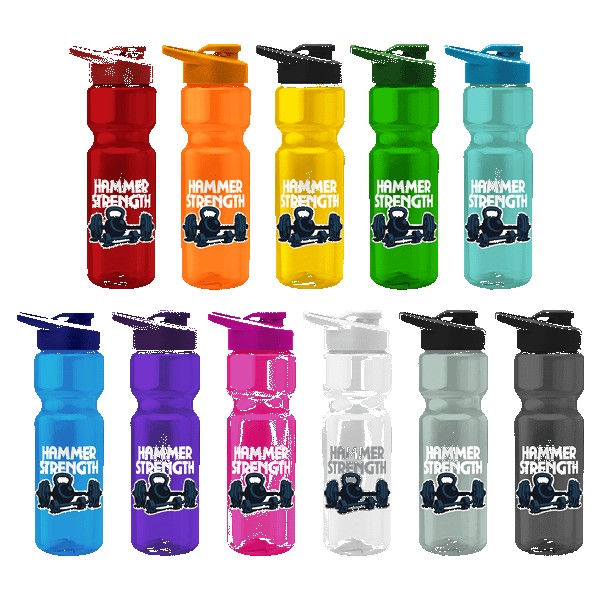 Tandem 28oz Recycled Transparent Bike Bottle w/Drink-thru Lid 1