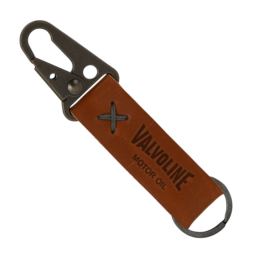 Busker Leather Keychain with Antique Nickel Carabiner 1