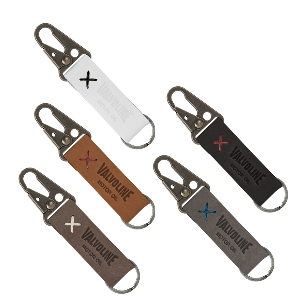 Busker Leather Keychain with Antique Nickel Carabiner 1